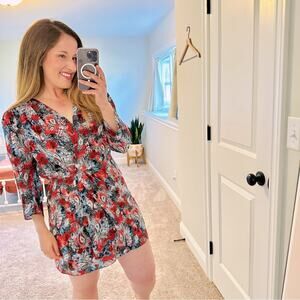 The Kooples Blue Red Floral Mini Dress Small